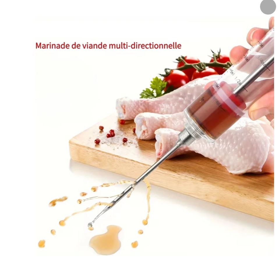 Kit Complet 5 pièces Injecteur de Marinade Grande Capacité 50 mL en Acier Inoxydable