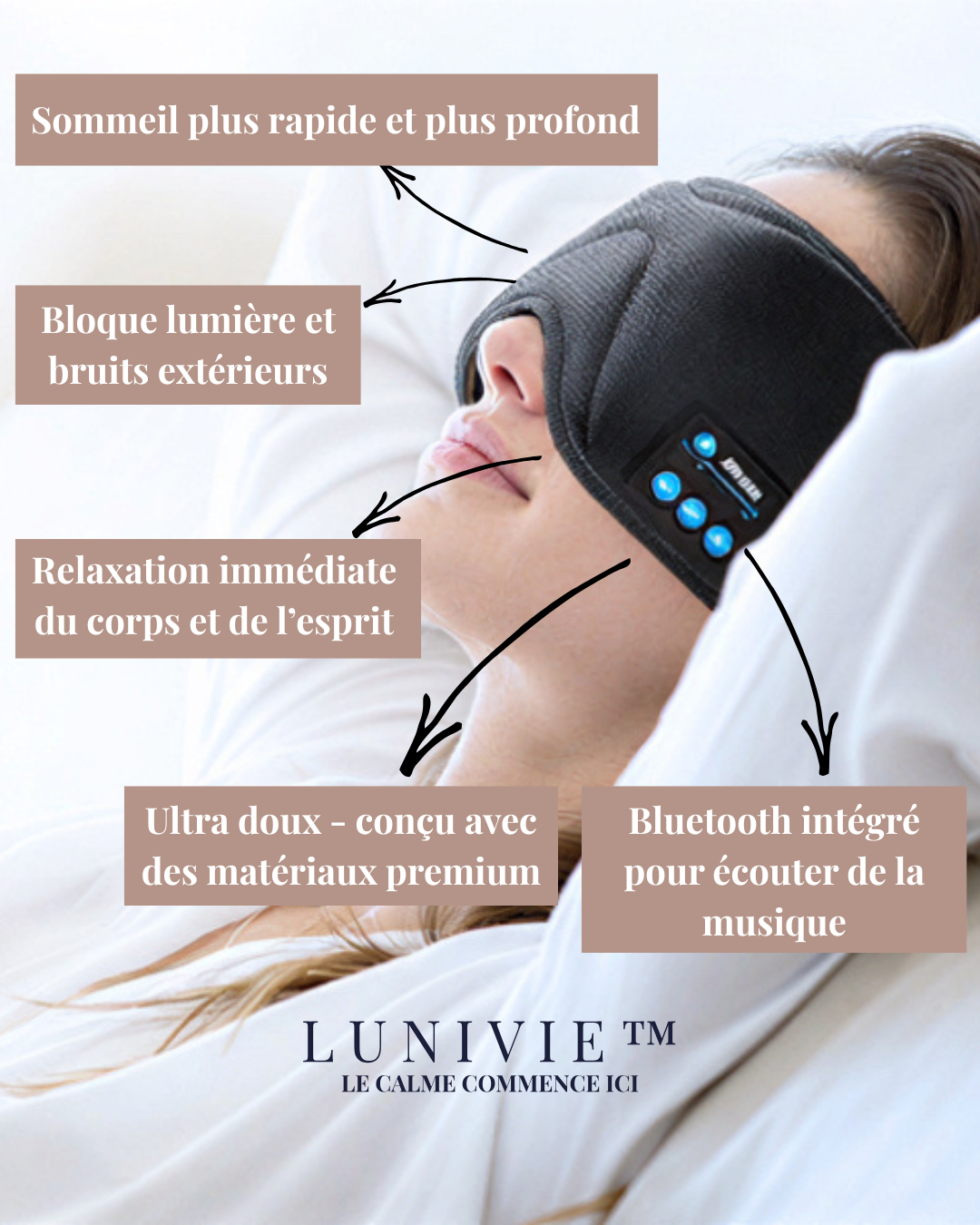 MASQUE DE SOMMEIL ET VOYAGE BLUETOOTH 3D - PURE NIGHT®