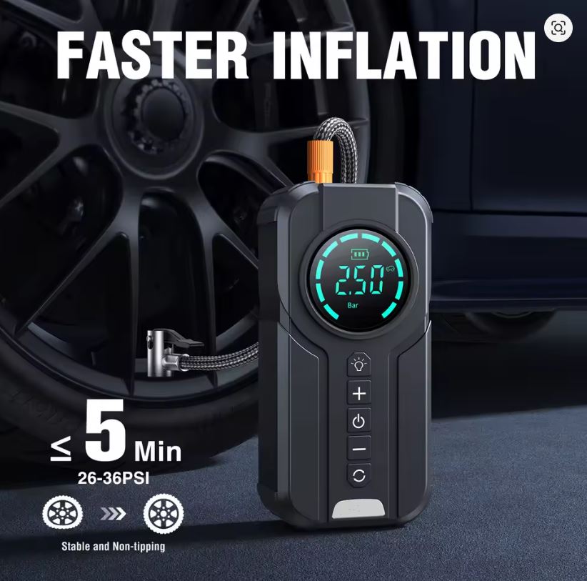 Démarreur de Batterie Voiture Portable / Compresseur – Puissance & Sécurité