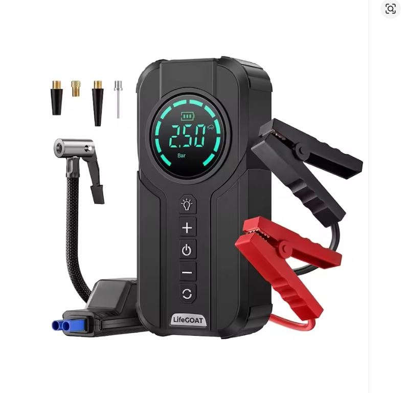 Démarreur de Batterie Voiture Portable / Compresseur – Puissance & Sécurité