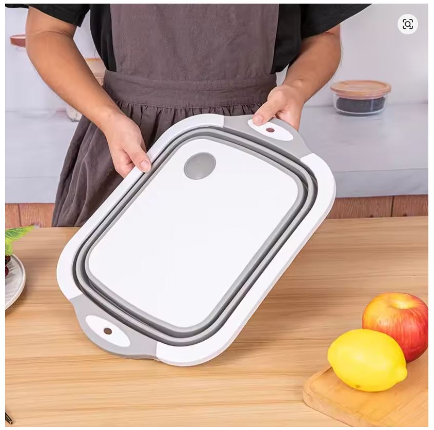 Planche à Découper 3 en 1 Pliable avec Bac Intégré