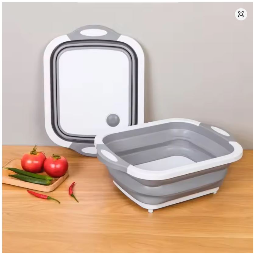 Planche à Découper 3 en 1 Pliable avec Bac Intégré