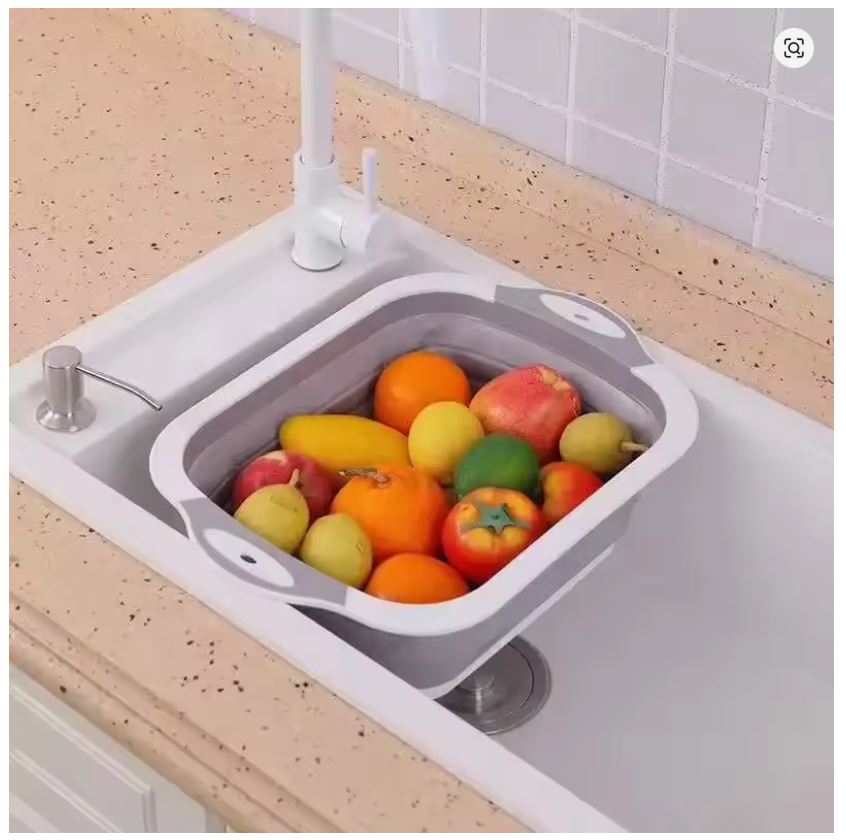 Planche à Découper 3 en 1 Pliable avec Bac Intégré