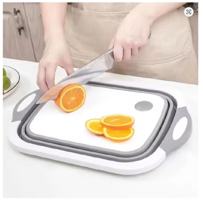 Planche à Découper 3 en 1 Pliable avec Bac Intégré