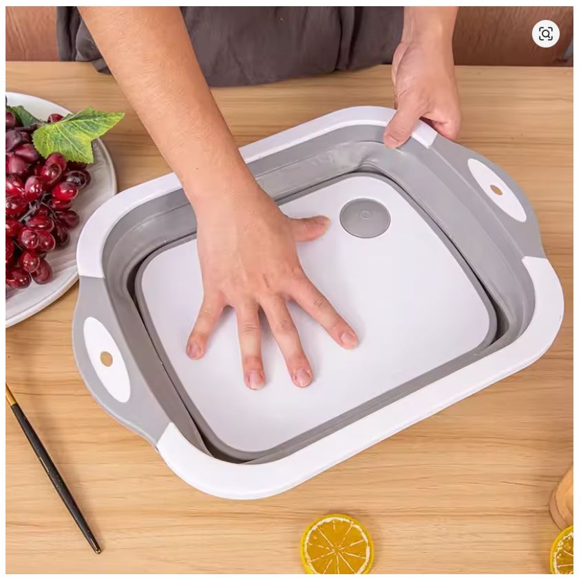 Planche à Découper 3 en 1 Pliable avec Bac Intégré