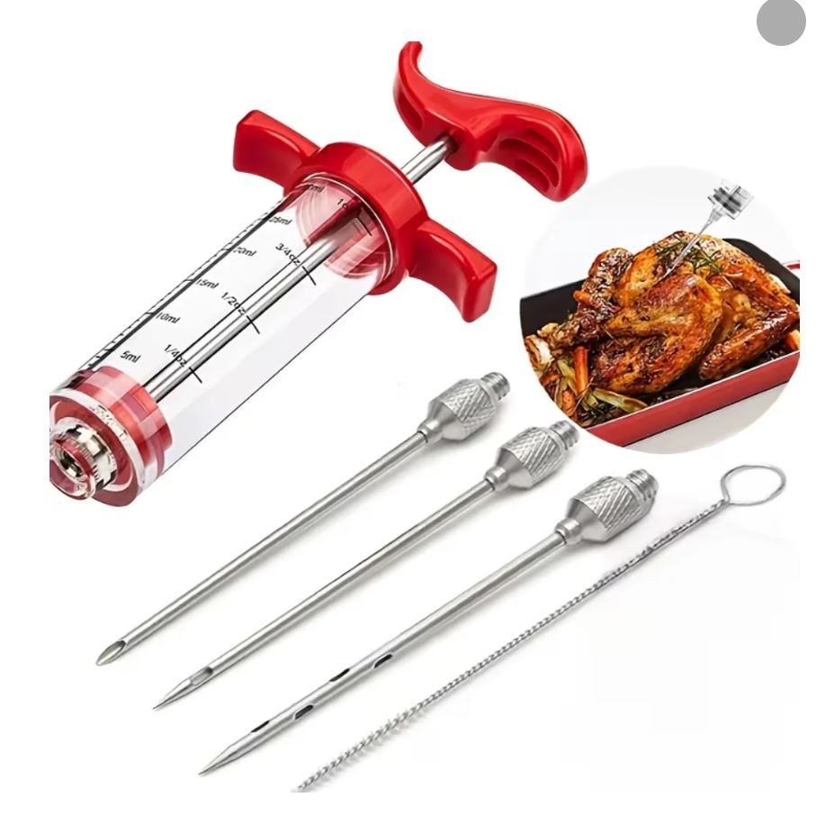 Kit Complet 5 pièces Injecteur de Marinade Grande Capacité 50 mL en Acier Inoxydable