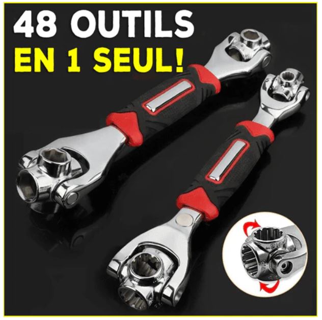 Clé universelle 48 en 1 avec tête pivotante à 360°