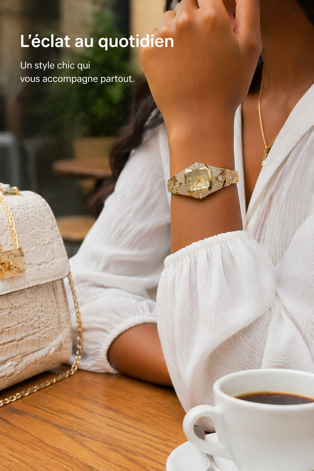 Montre élégante pour femme à cadran losange serti de strass mouvement quartz bracelet en alliage style chic