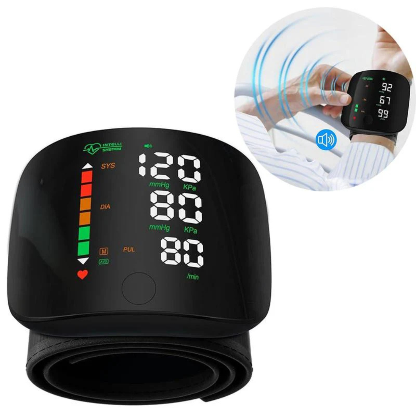 Tensiomètre au poignet numérique voix fréquence cardiaque tensiomètre LED écran numérique Rechargeable maison médicale