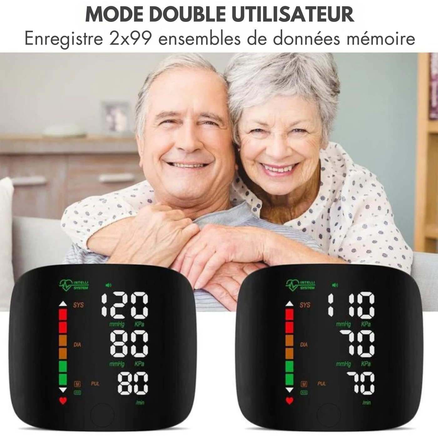 Tensiomètre au poignet numérique voix fréquence cardiaque tensiomètre LED écran numérique Rechargeable maison médicale